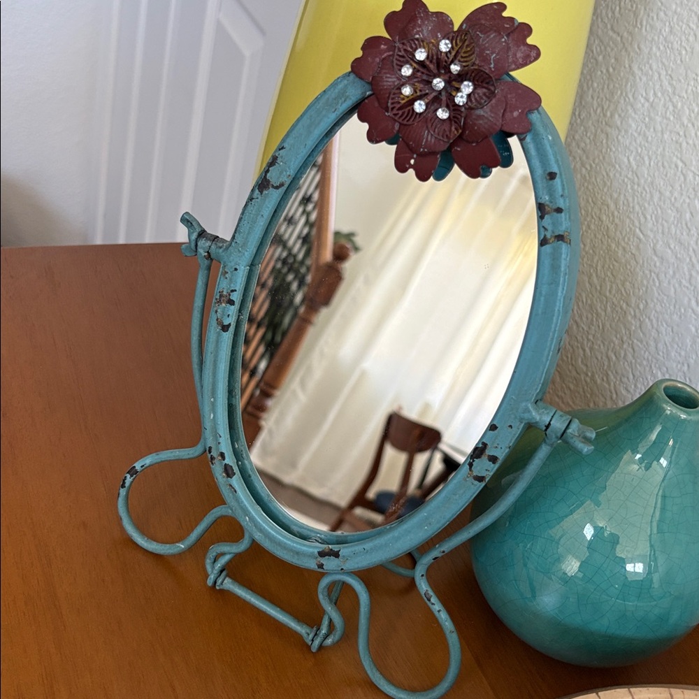 Turquoise Metal Wall Mirror Frame - Decorative Home Wall Decor